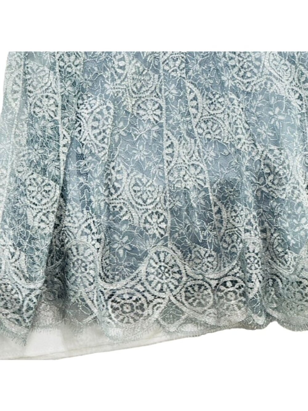 Rickie Freeman Teri Jon Women's Silver Gray Lace Strapless Evening Gown Size 16 - Picture 13 of 16